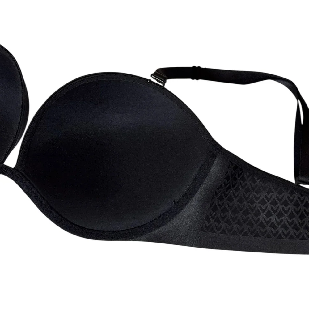 Victoria's Secret 38D BARE Every-Way‎ Strapless Uplift light Push up Bra Black
